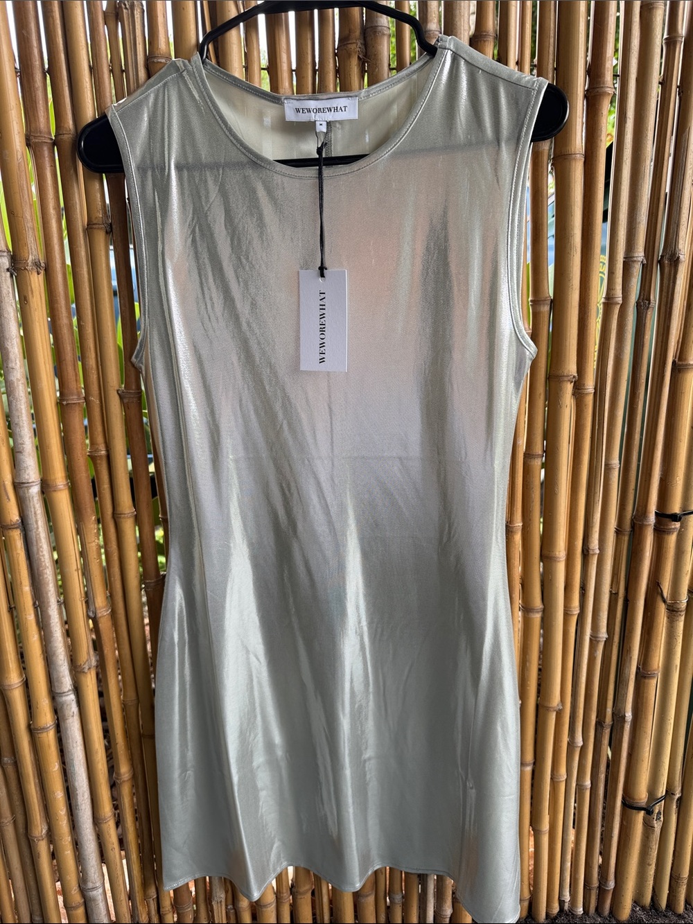 WeWoreWhat Metallic Silver Sleeveless Tank Dress Top